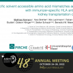 The title slide of awarded paper "Allele-specific solvent accessible amino acid mismatches are correlated with immunizer-specific HLA antibodies after kidney transplantation or pregnancy"